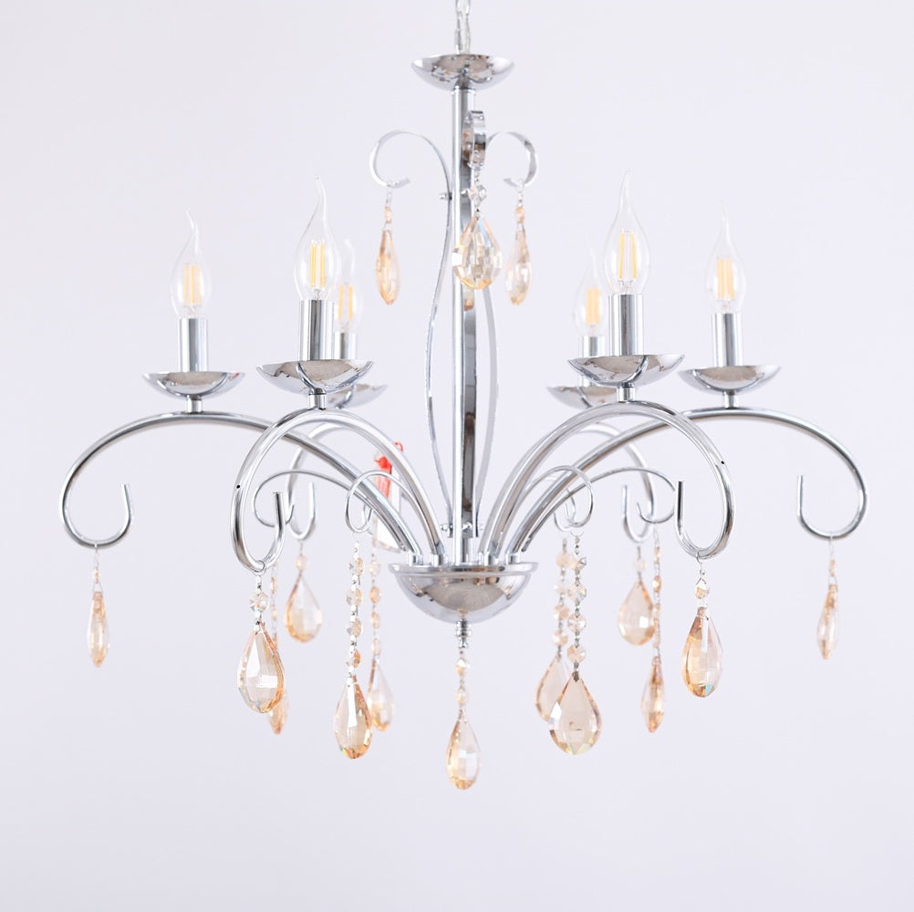 Modern Chandelier, 6 Lights, Metal, 67×65cm - Silver