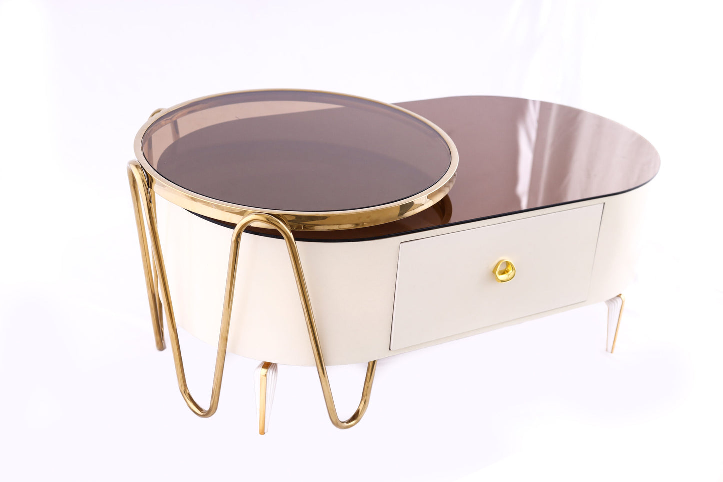 Rotana Table, Stainless Steel, 45×120 cm - White Gold