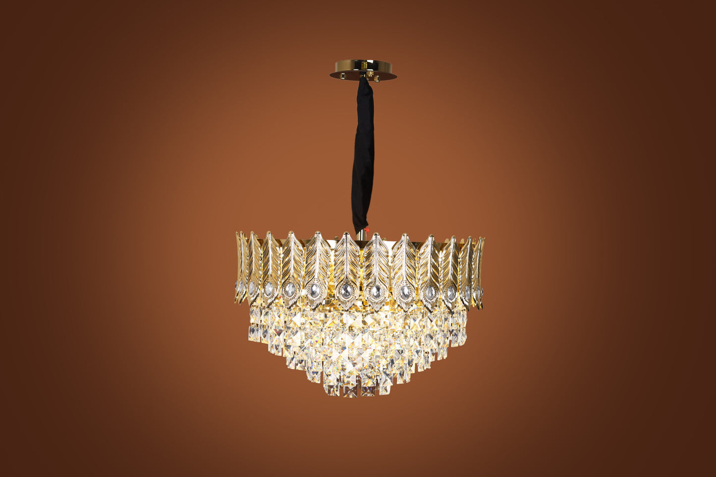 Crown Round Chandelier, 9 Lights, Metal, 50×70cm - Solitaire Gold