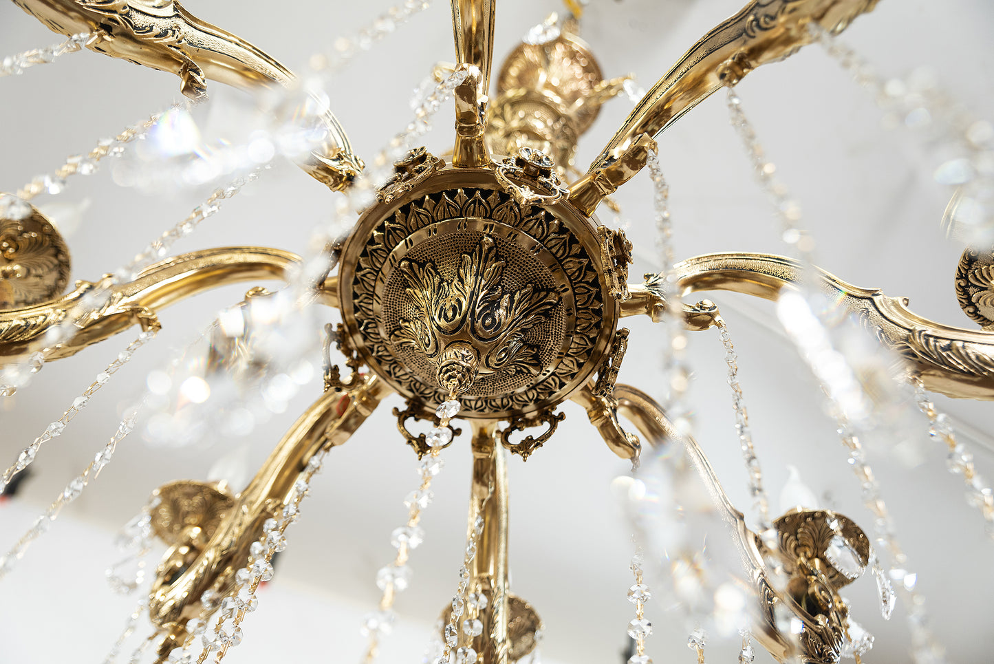 Pearl Italian Heart Chandelier, 8 Lights, Copper, 91×100cm - 24k Gold