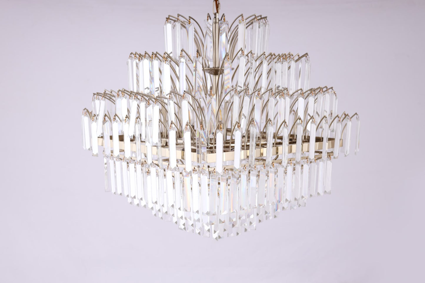 نجفة مربعة، 12 لمبة، 50 سم سوليتر ذهبي من قنديل مصر - Square Chandelier, 12 Lights, 50cm Solitaire Gold|Kandil Egypt