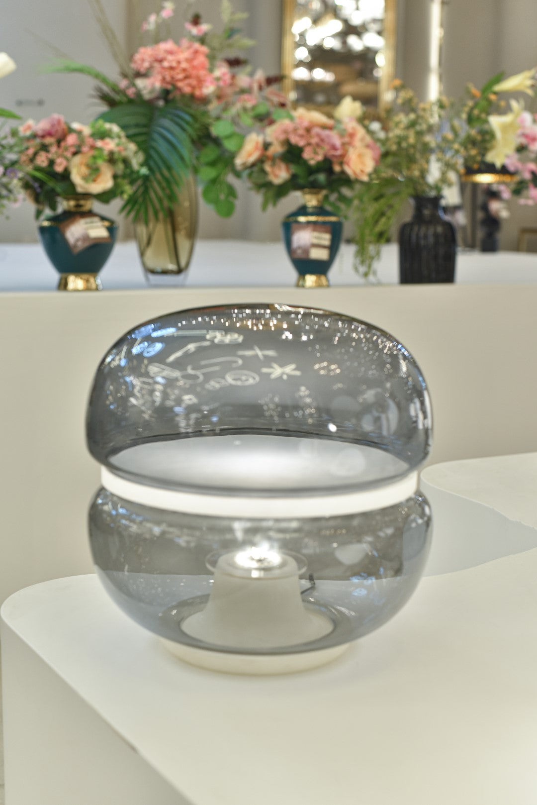 أباجورة، 1 لمبة، زجاج، 40×27 سم أسود من قنديل مصر - Table Lamp, 1 Light, Glass, 40×27 cm Black|Kandil Egypt