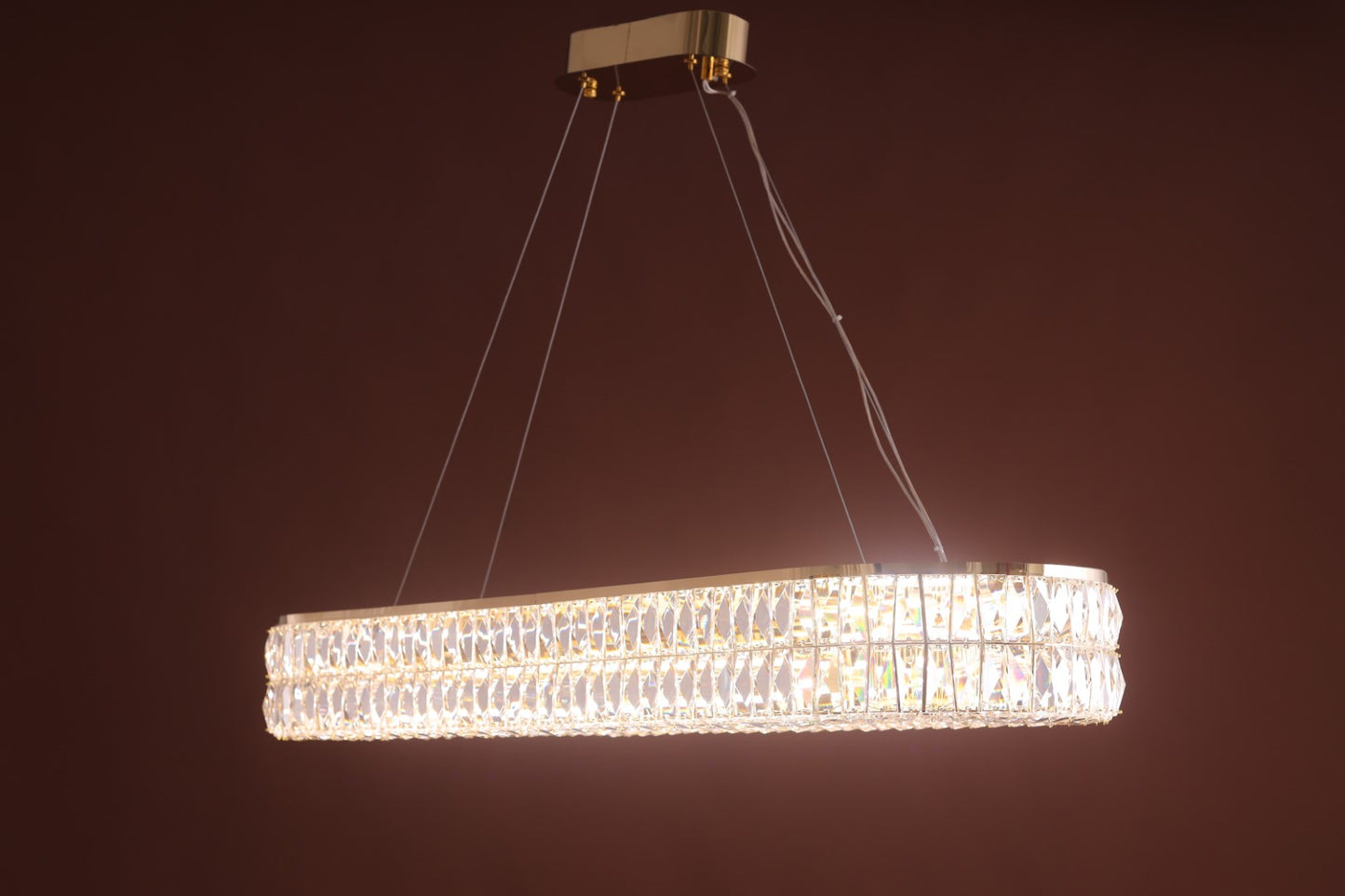 Oval LED Chandelier, Stainless steel, 80×35cm, Gold - Gd2127