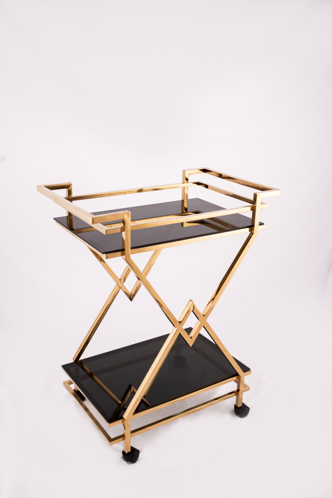 عربة تقديم بيراميد، ستانلس ستيل، 97×75 سم PVD من قنديل مصر - Pyramid Serving Cart, Stainless Steel, 97×75 cm PVD|Kandil Egypt