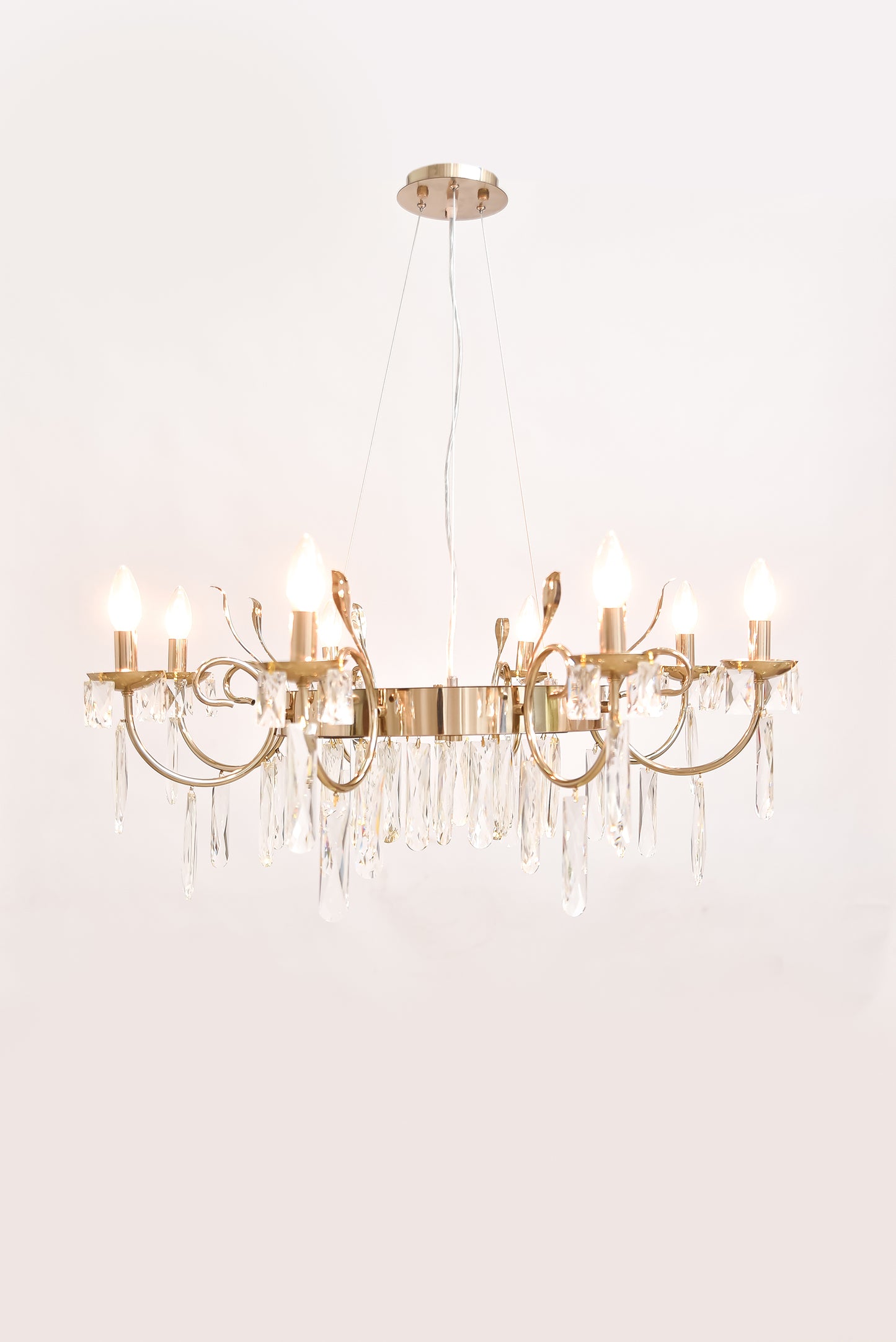 نجفة دائرية 8 لمبة، 90 سم - سوليتير ذهبي - 5665