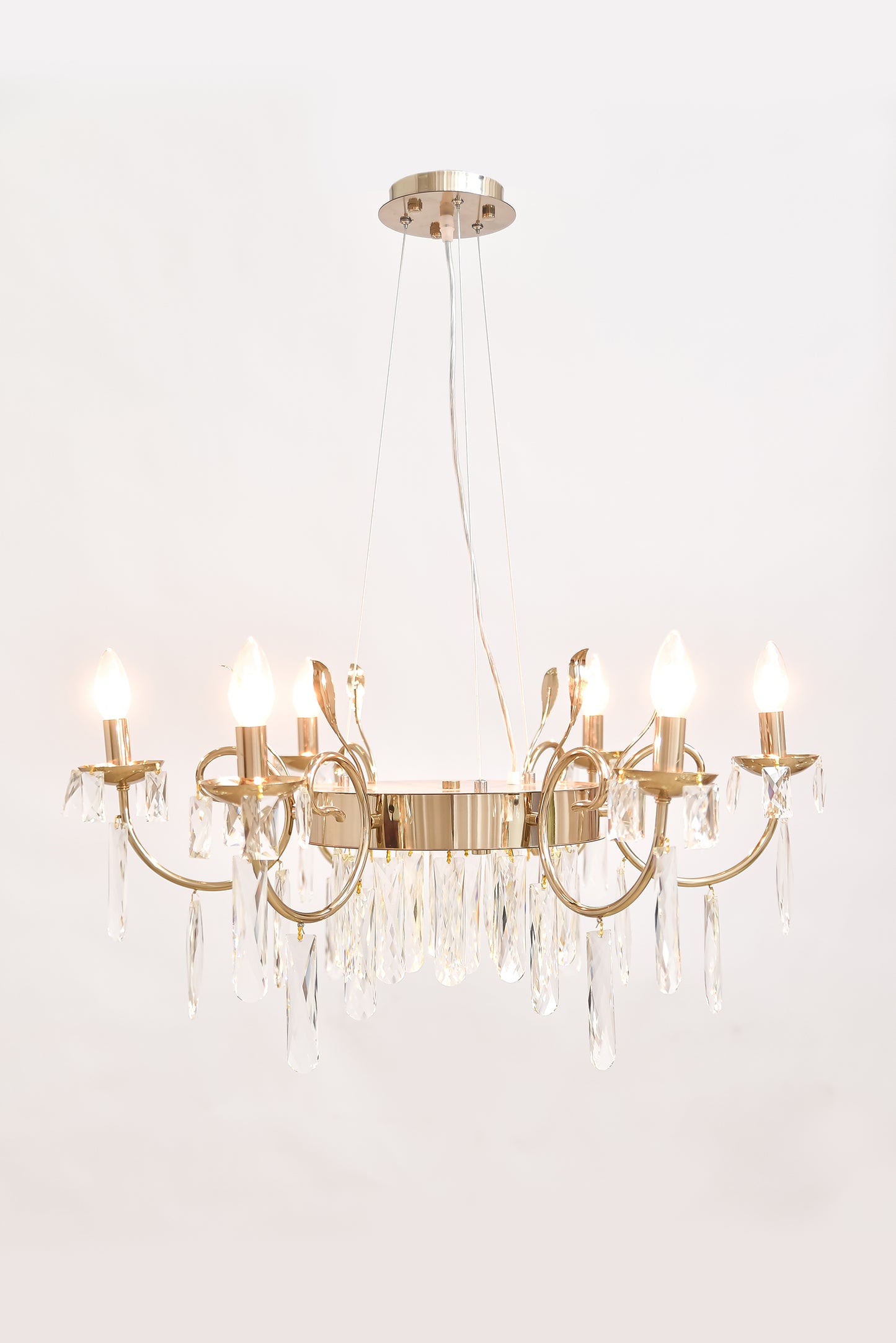Round chandelier 6 arms diameter 80 cm code 5665 solitaire gold