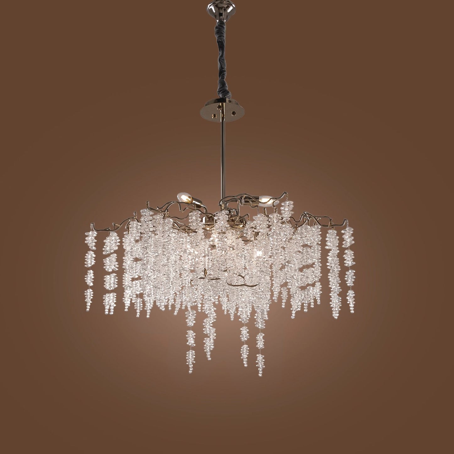 نجفة كريستالية عنقودية، 6 لمبة، معدن، 70×70 سم سوليتير ذهبي من قنديل مصر - Crystal Cluster Chandelier, 6 Lights, Metal, 70×70cm Solitaire Gold|Kandil Egypt