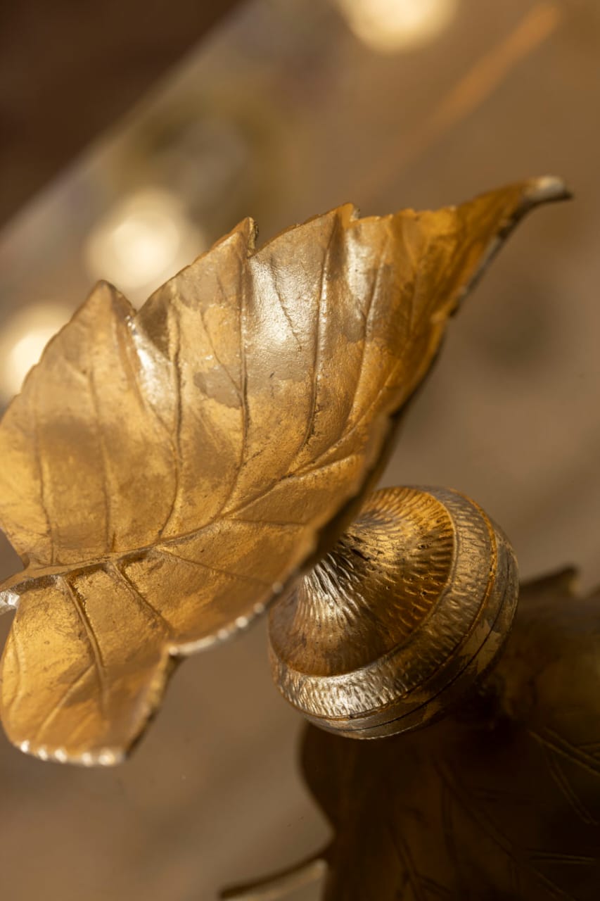French golden round base grape leaf