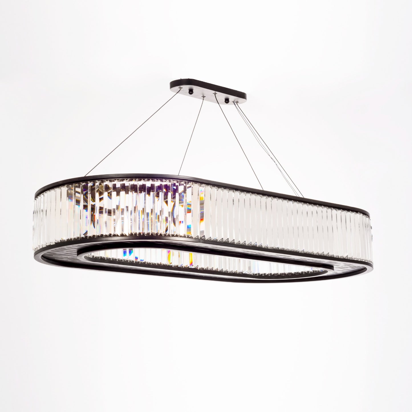 Oval Chandelier, 12Lights, Metal, 120×50cm, Spray Black Matte