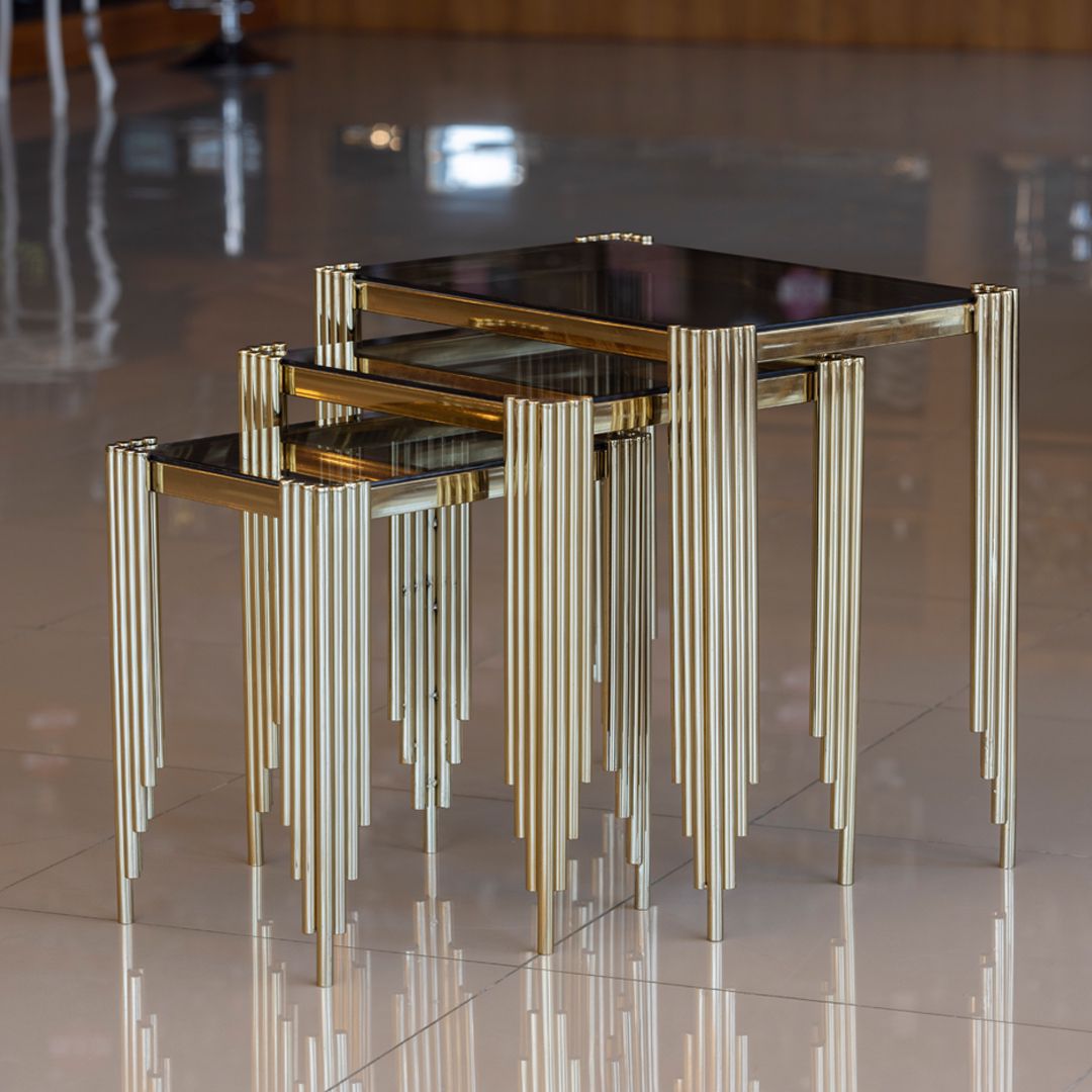 Set of 3 pieces rectangular table 70 x 50 height 55 cm 5444 PVD