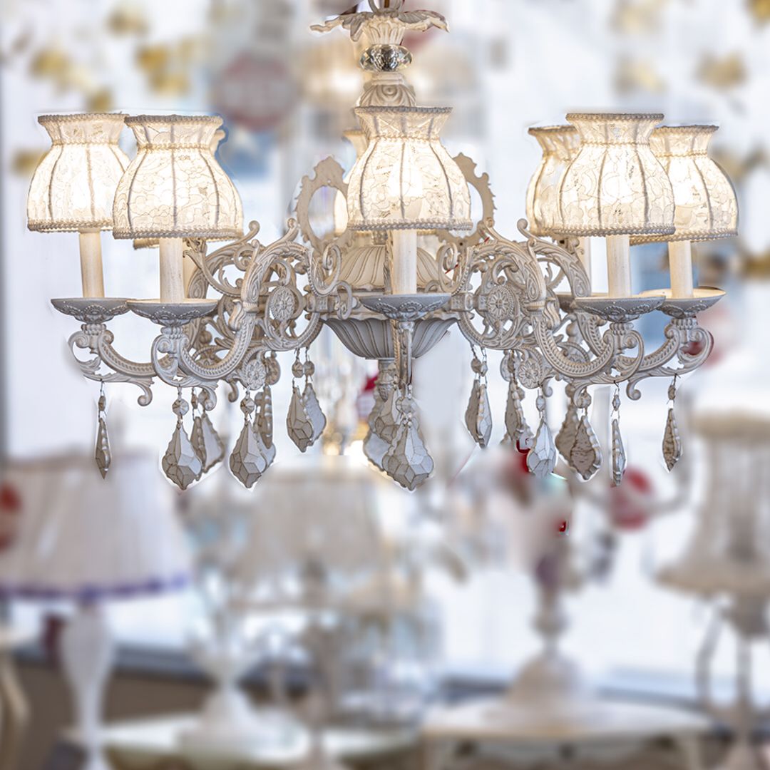 Eyes Chandelier, 8 Lights, Aluminum, 77×90cm - Whitey