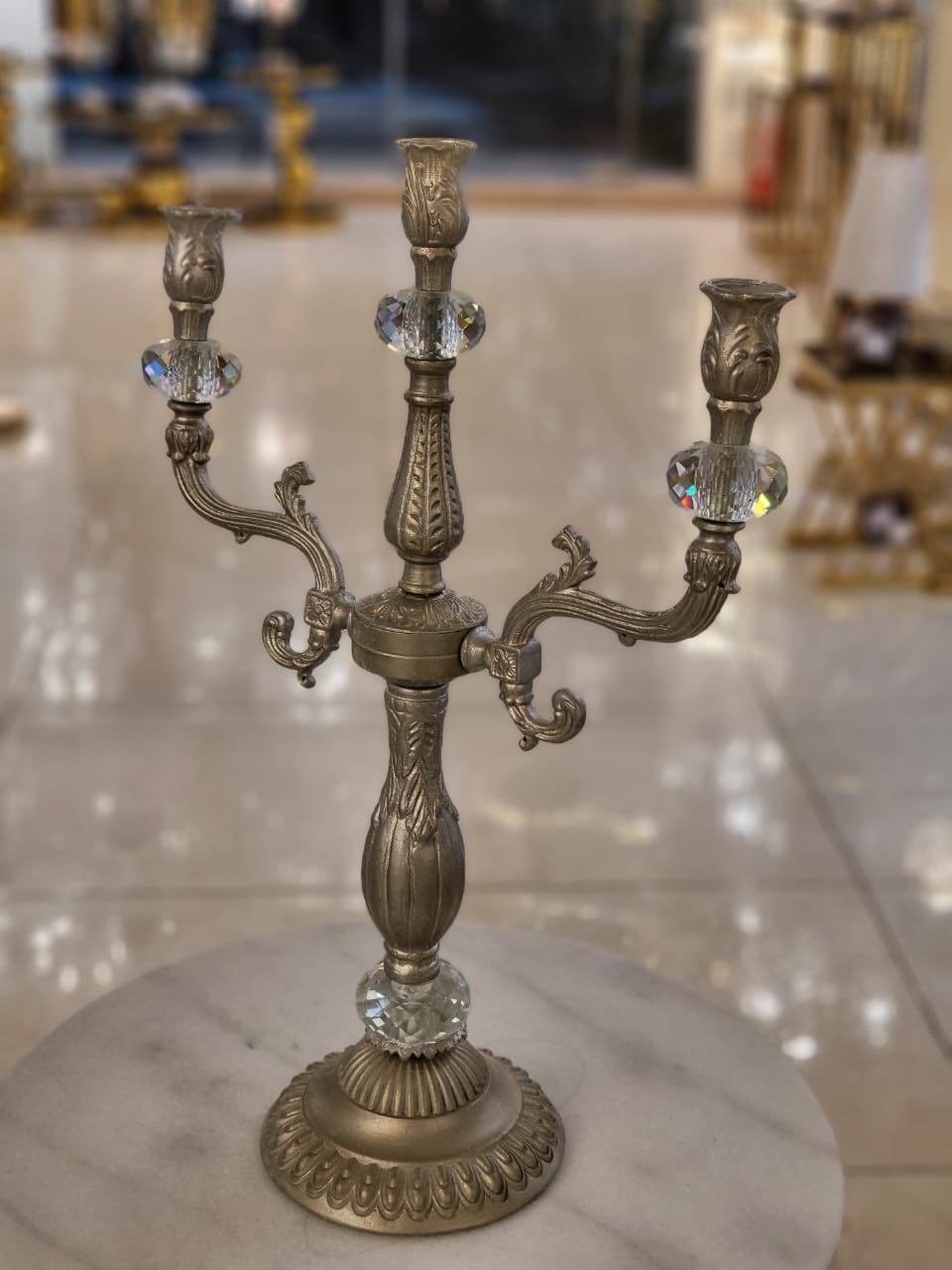 شمعدان، 3 لمبة، نحاس، 20×40 سم شامبين من قنديل مصر - Candlestick, 3 Lights, Copper, 20×40 cm Champagne|Kandil Egypt