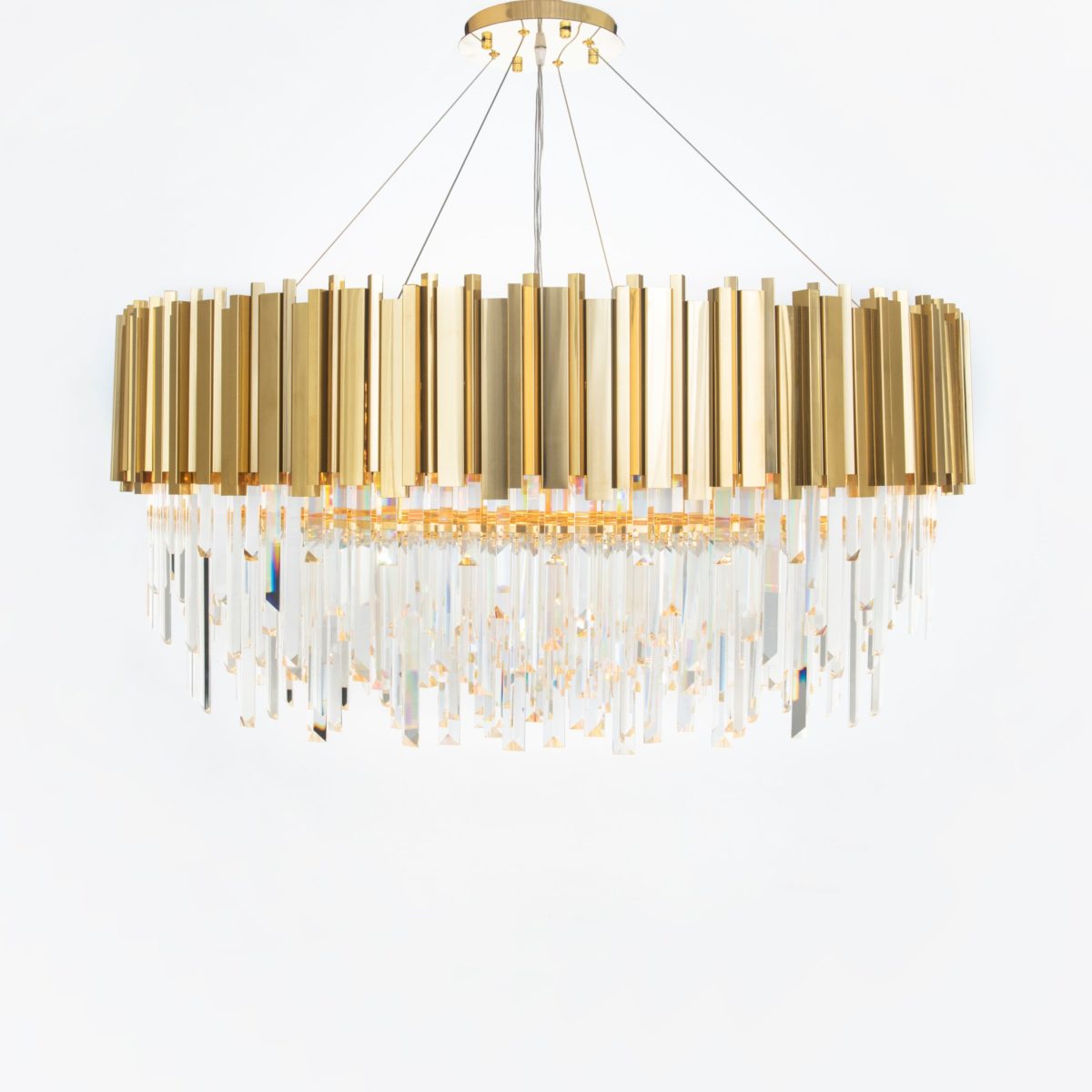 Floor Pipes Chandelier, 8 Lights, Metal, 80×80cm - Solitaire Gold