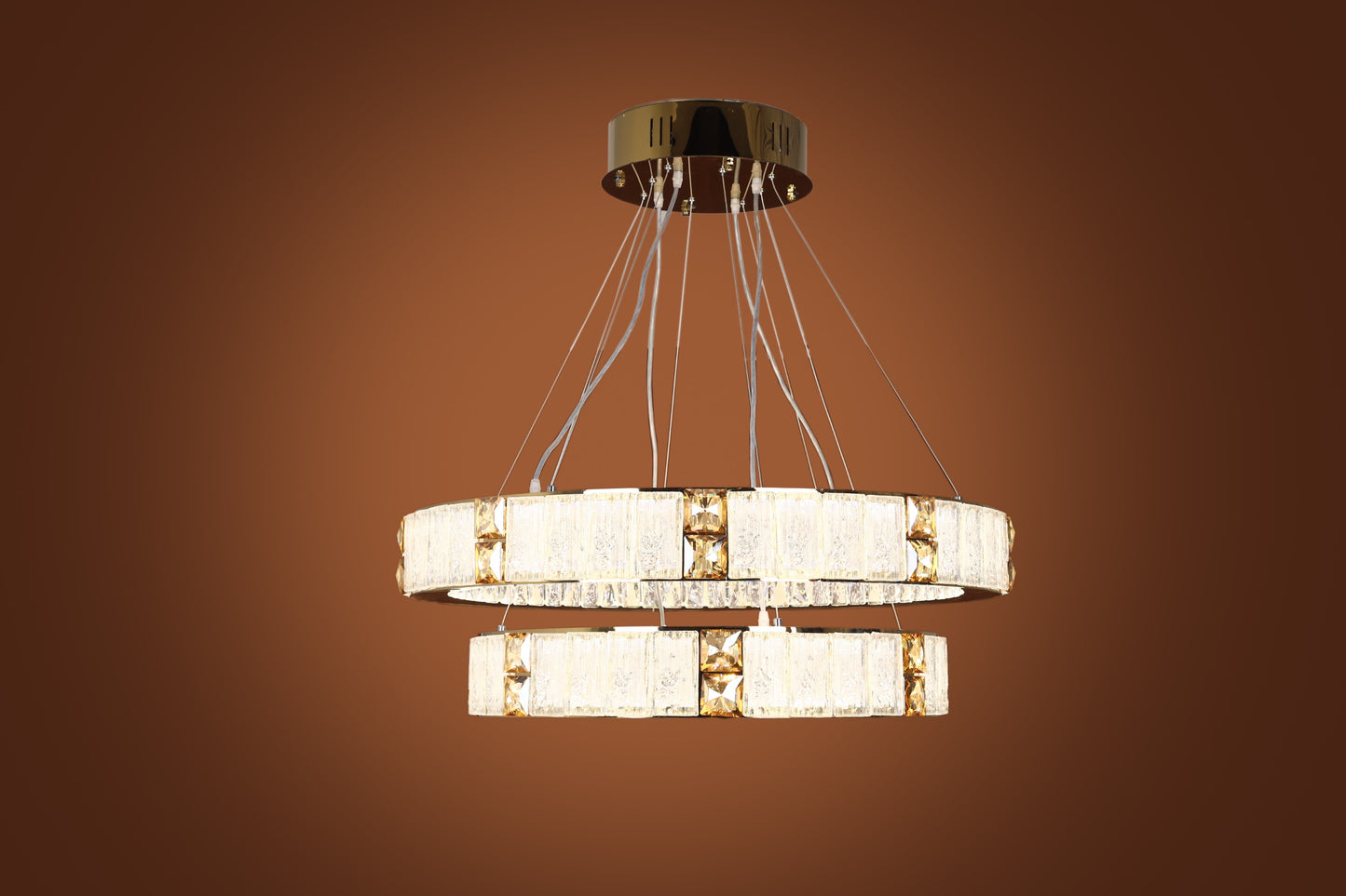 Crystal LED Chandelier, 80cm - Solitaire Gold