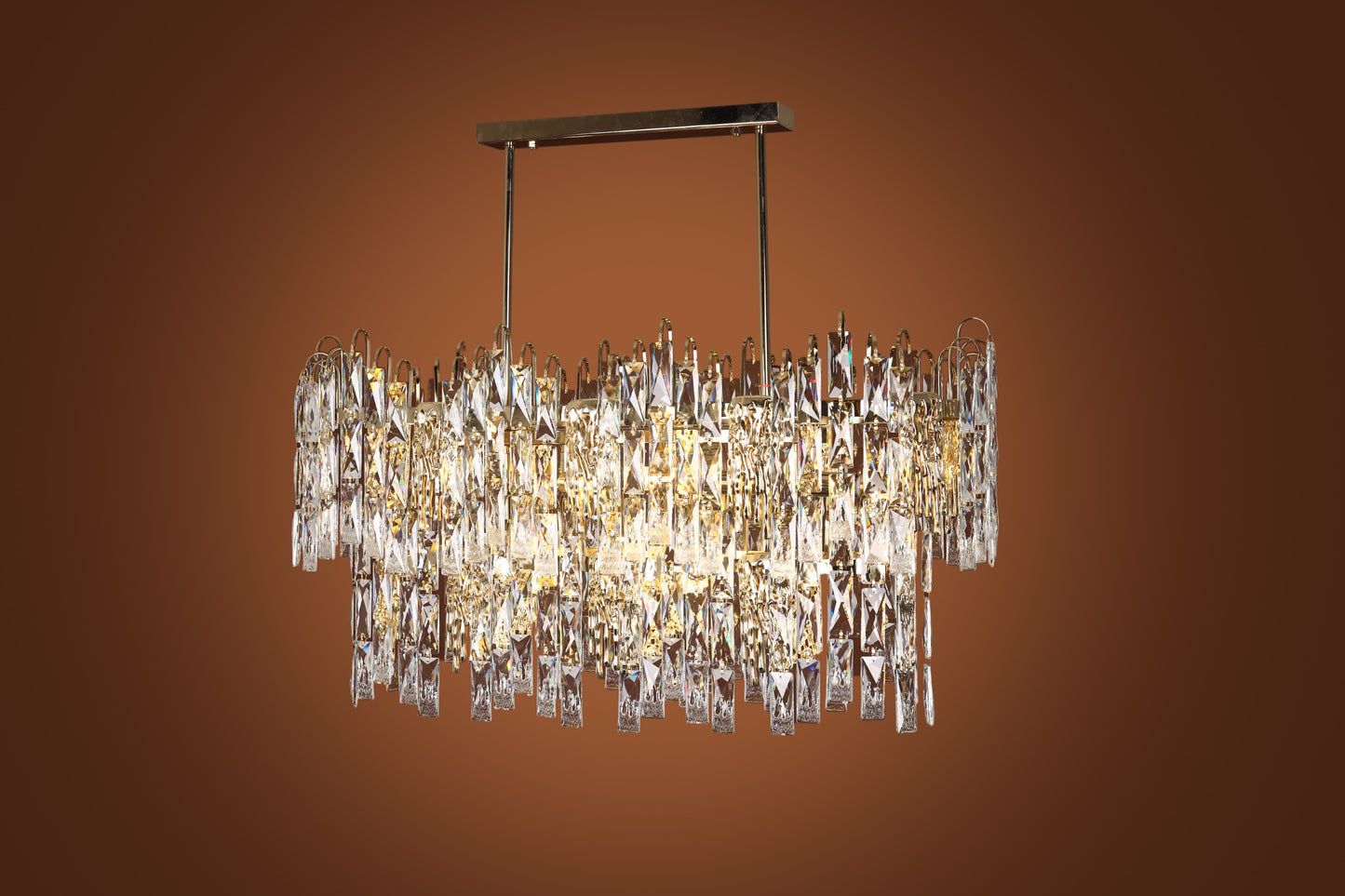 Oval Fountain Chandelier, 8 Lights, Metal, 90×35cm - Solitaire Gold