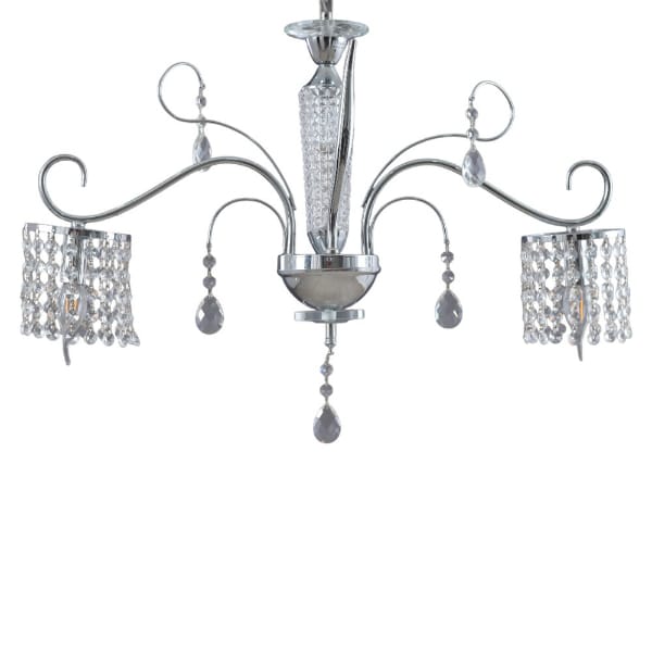 Crystal Pendant, 2 Light, Metal, 60×70 cm - Chrome