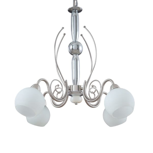 Chandelier, 4 Lights, Metal, 65×70cm - Silver