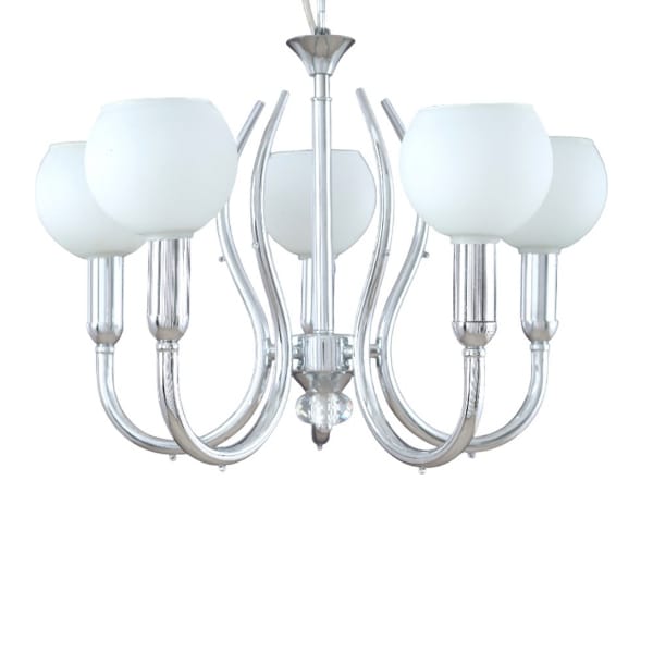 نجفة، 5 لمبة، معدن، 50×50 سم فضى من قنديل مصر - Chandelier, 5 lights, Metal, 50×50cm Silver|Kandil Egypt