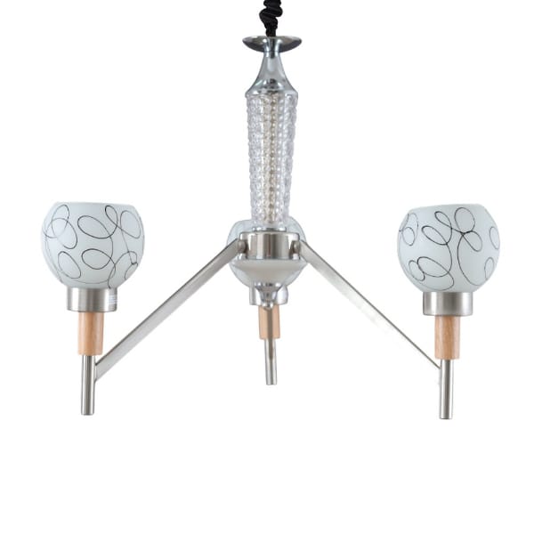 Chandelier, 3 Lights, Metal, 60×55cm - Silver Wood