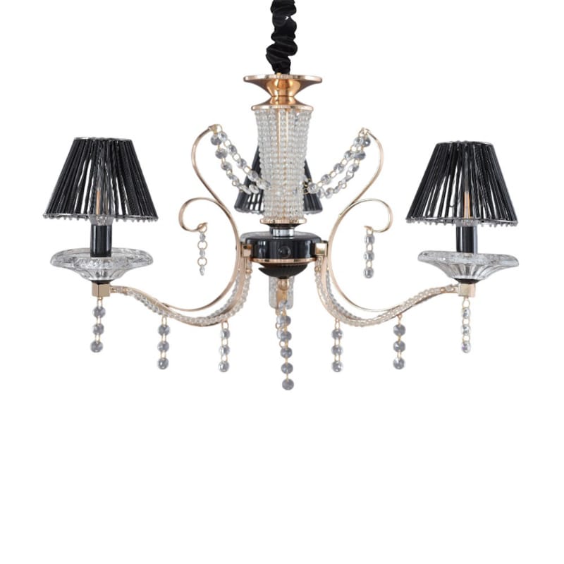 نجفة، 3 لمبة، معدن، 55×62 سم أسود ذهبى من قنديل مصر - Chandelier, 3 Lights, Metal, 55×62cm Gold Black|Kandil Egypt