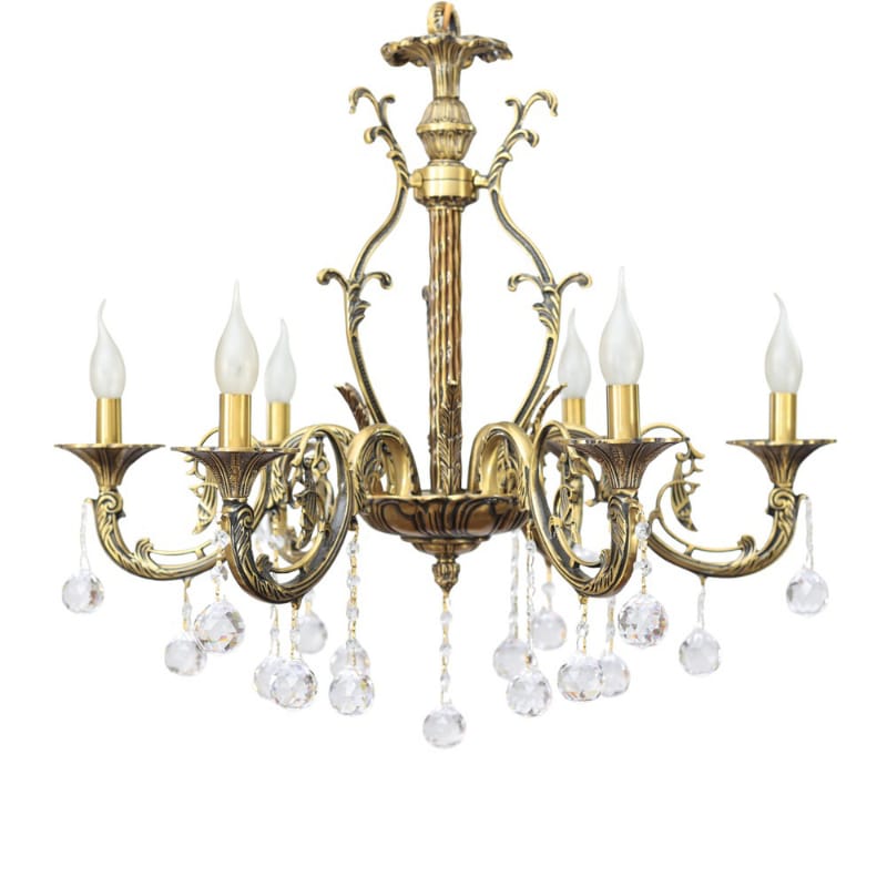 Lantern Chandelier, 6 Lights, Copper, 80×72cm - Bronze