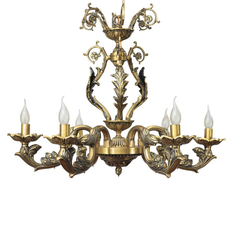 Jaguar Chandelier, 6 Lights, Copper, 80×75cm - Italian Bronze