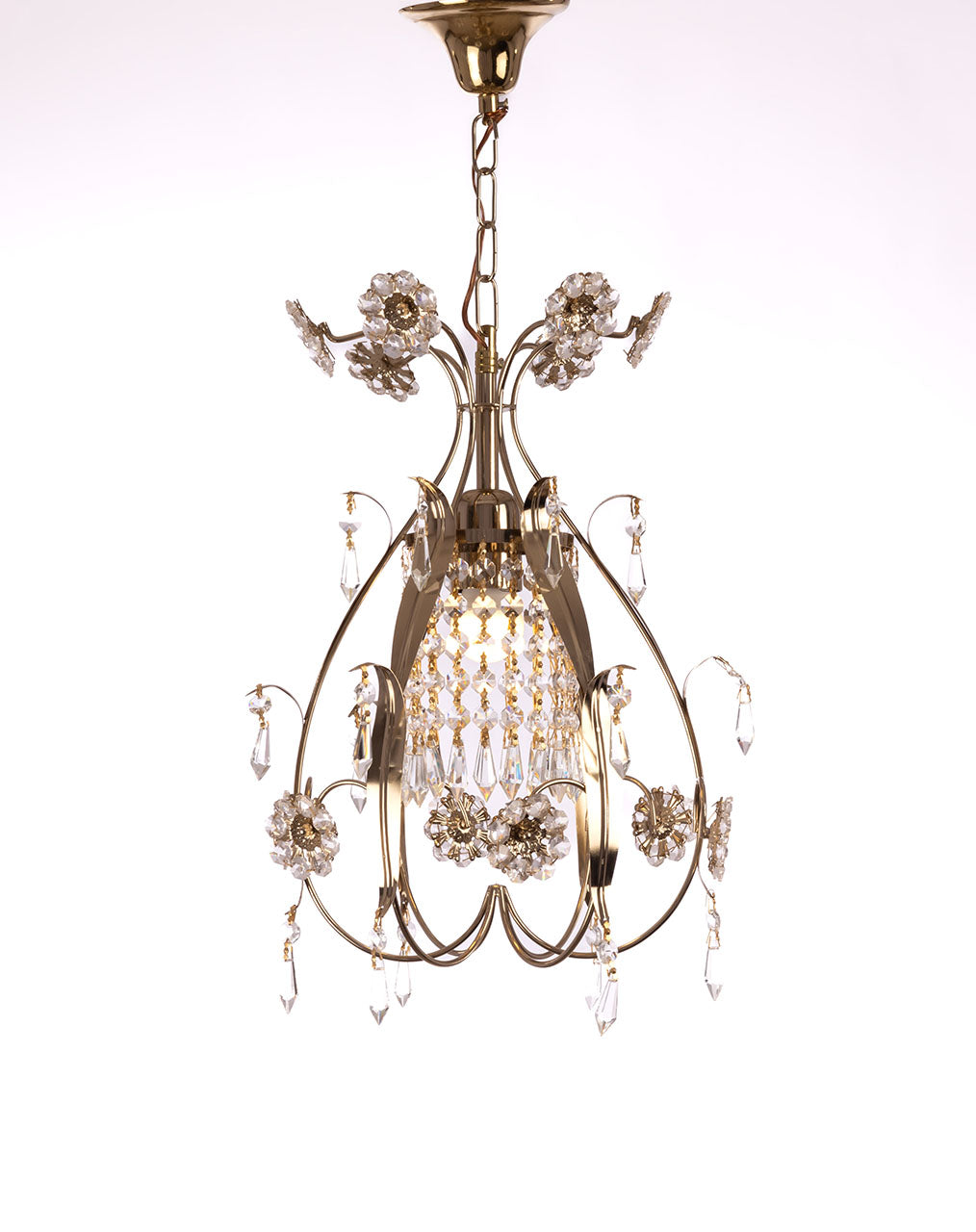 Lantern 6 roses crystal solitaire gold