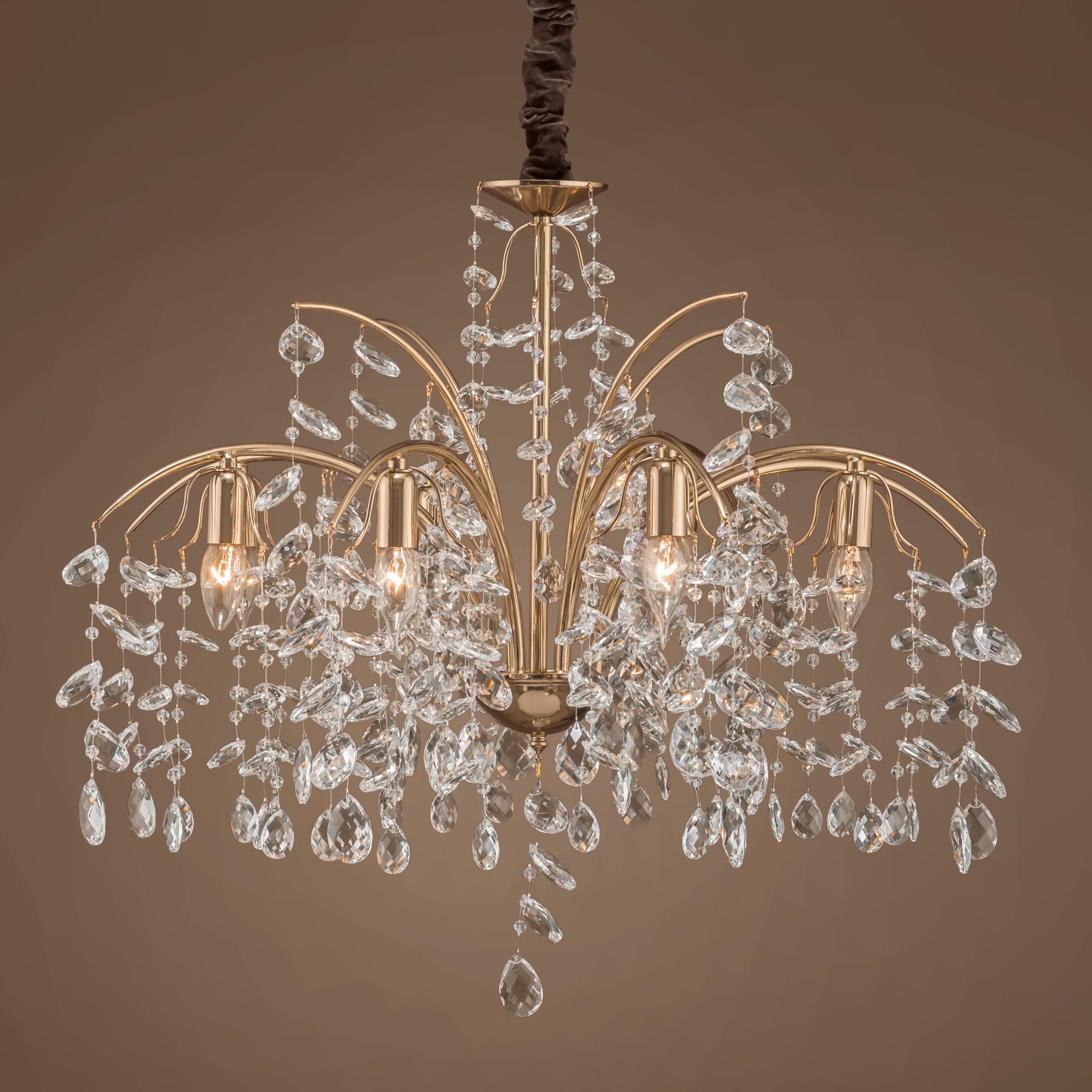 نجفة طيور الجنة، 8 لمبة، معدن، 80×85 سم سوليتير ذهبي 5420 من قنديل مصر - Birds of Paradise Chandelier, 8 Lights, Metal, 80×85cm, Gold 5420|Kandil Egypt