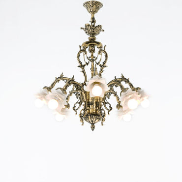 Neirin Chandelier, 8 Lights, Copper, 80×80cm - Italian Bronze