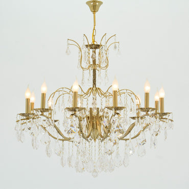 Mei Chandelier, 12 Lights, Metal, 90×110cm - Solitaire Gold