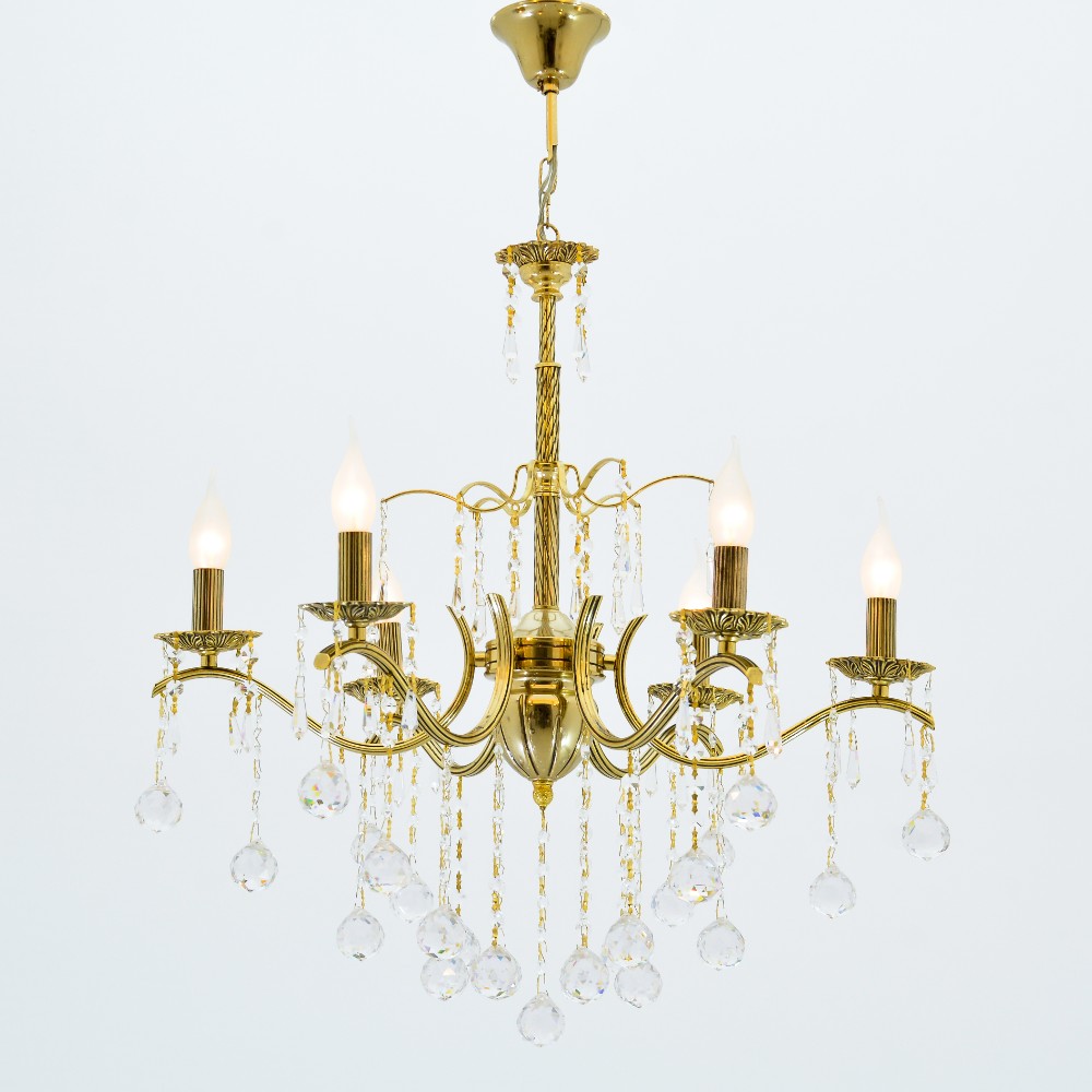 Flora 6 bulbs solitaire gold chandelier