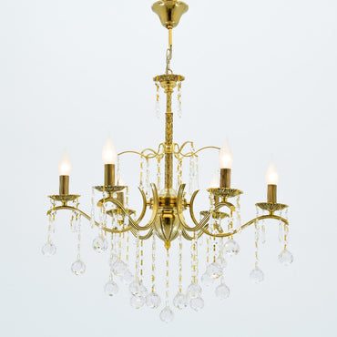 Flora 6 bulbs solitaire gold chandelier