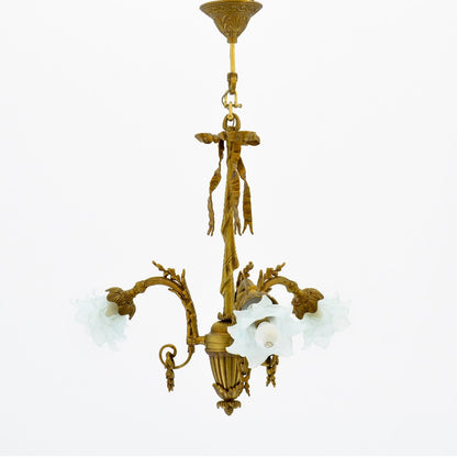 Neirin Chandelier, 3 Lights, Copper, 55×80cm, Antique