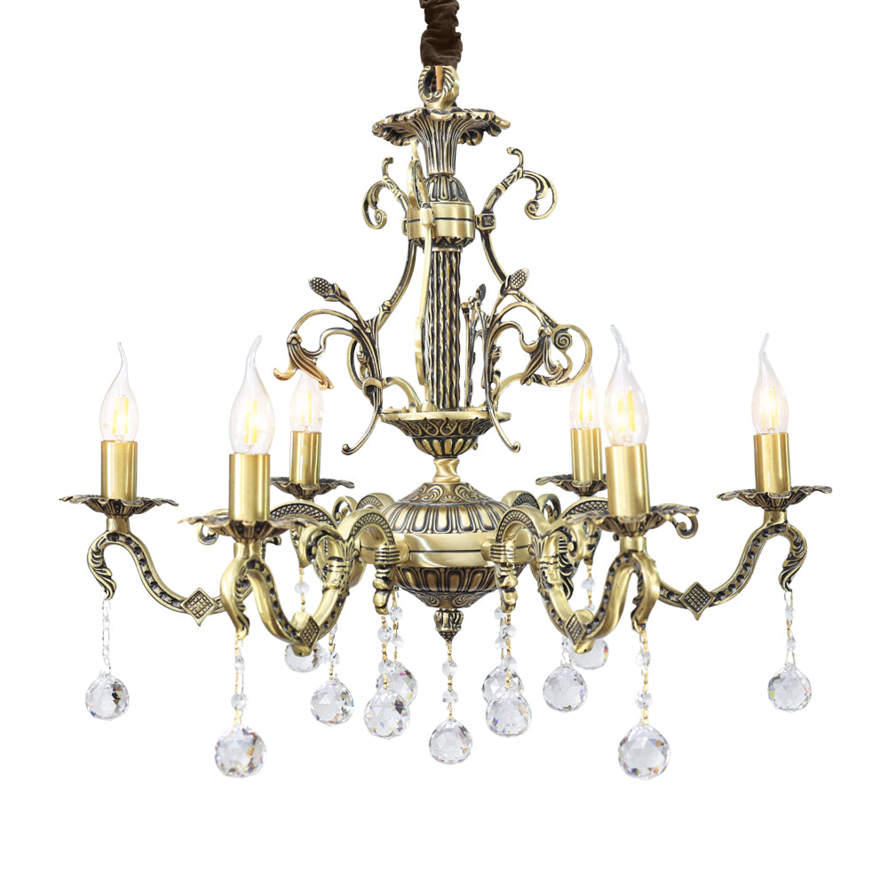 S Studded Chandelier, 6 Lights, Copper, 75×70cm - Italian Bronze