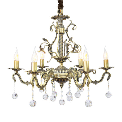 S Studded Chandelier, 6 Lights, Copper, 75×70cm - Italian Bronze