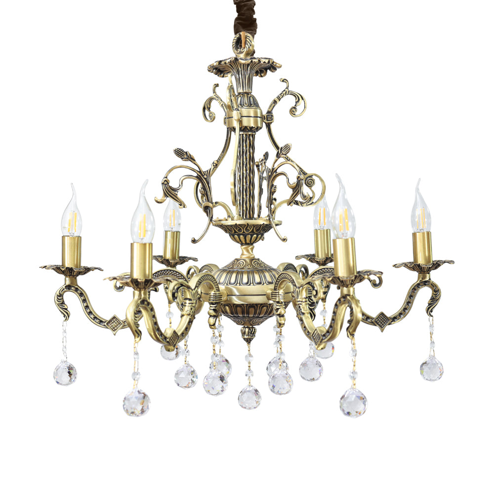 S Studded Chandelier, 6 Lights, Copper, 75×70cm - Italian Bronze