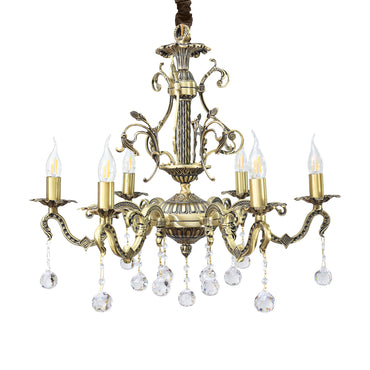 S Studded Chandelier, 6 Lights, Copper, 75×70cm - Italian Bronze