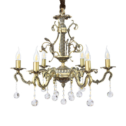 S Studded Chandelier, 6 Lights, Copper, 75×70cm - Italian Bronze
