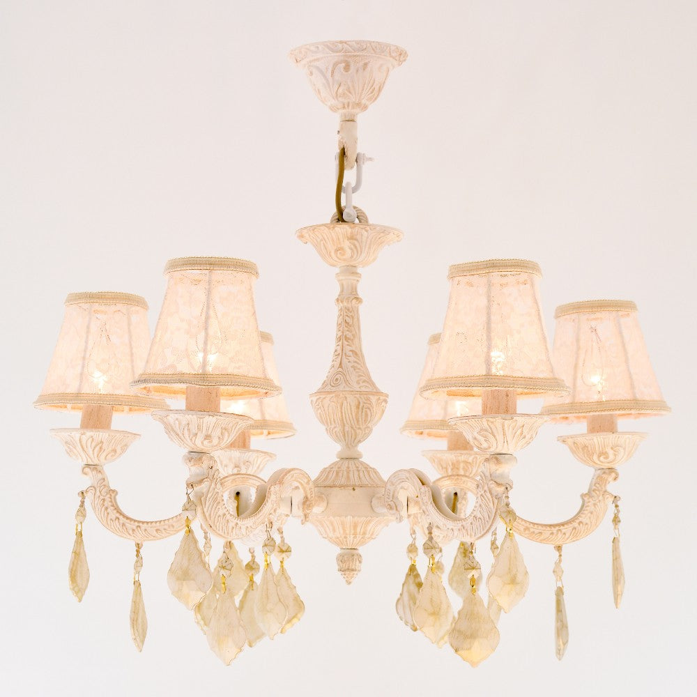 Chandelier 6 lamps Galaxy White with lamp shades