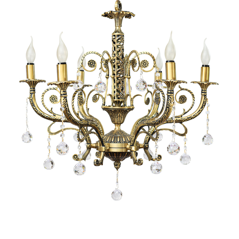 Rose Ornament Chandelier, 6 Lights, Copper, 70×72cm - Bronze