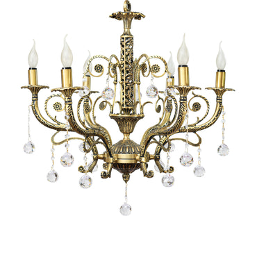 Rose Ornament Chandelier, 6 Lights, Copper, 70×72cm - Bronze