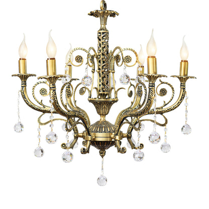Rose Ornament Chandelier, 6 Lights, Copper, 70×72cm - Bronze