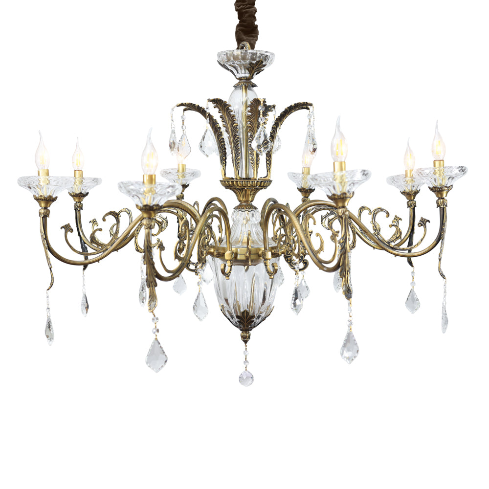 Glass heart Chandelier, 8 Lights, Copper, 95×114cm - Italian Bronze