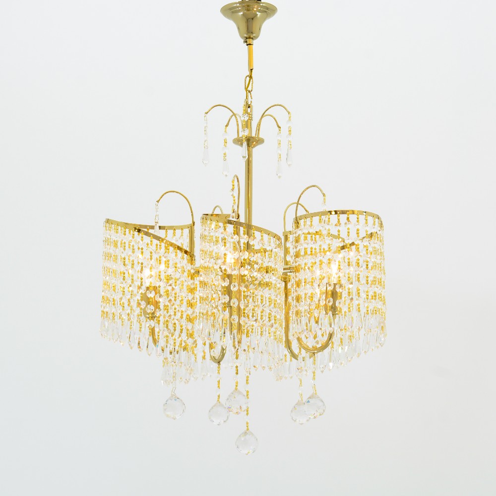 Makinzi Chandelier, 5 Lights, Metal, 50×85cm - Solitaire Gold