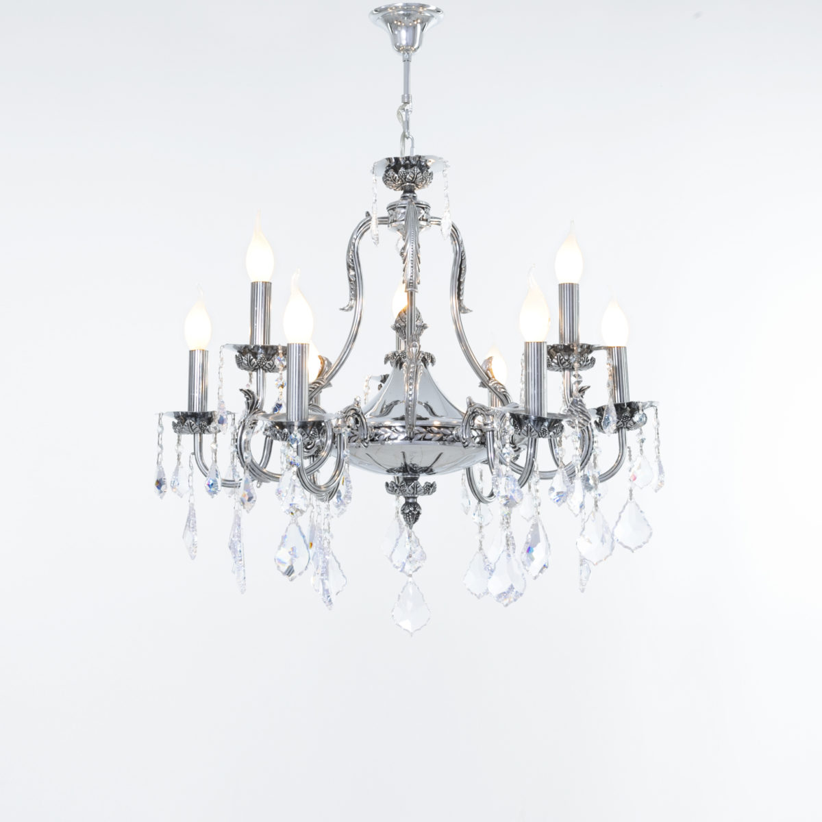 Marina Chandelier, 9 Lights, Metal, 67×90cm - Chrome