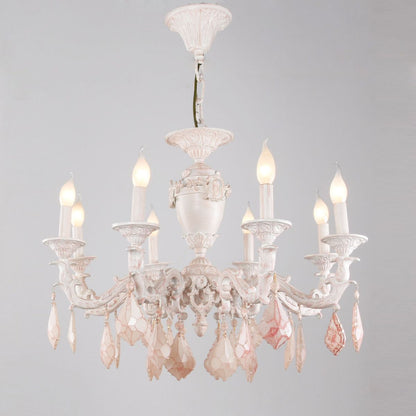 نجفة مارسيليا ذات 8 أضواء بيضاء ووردية