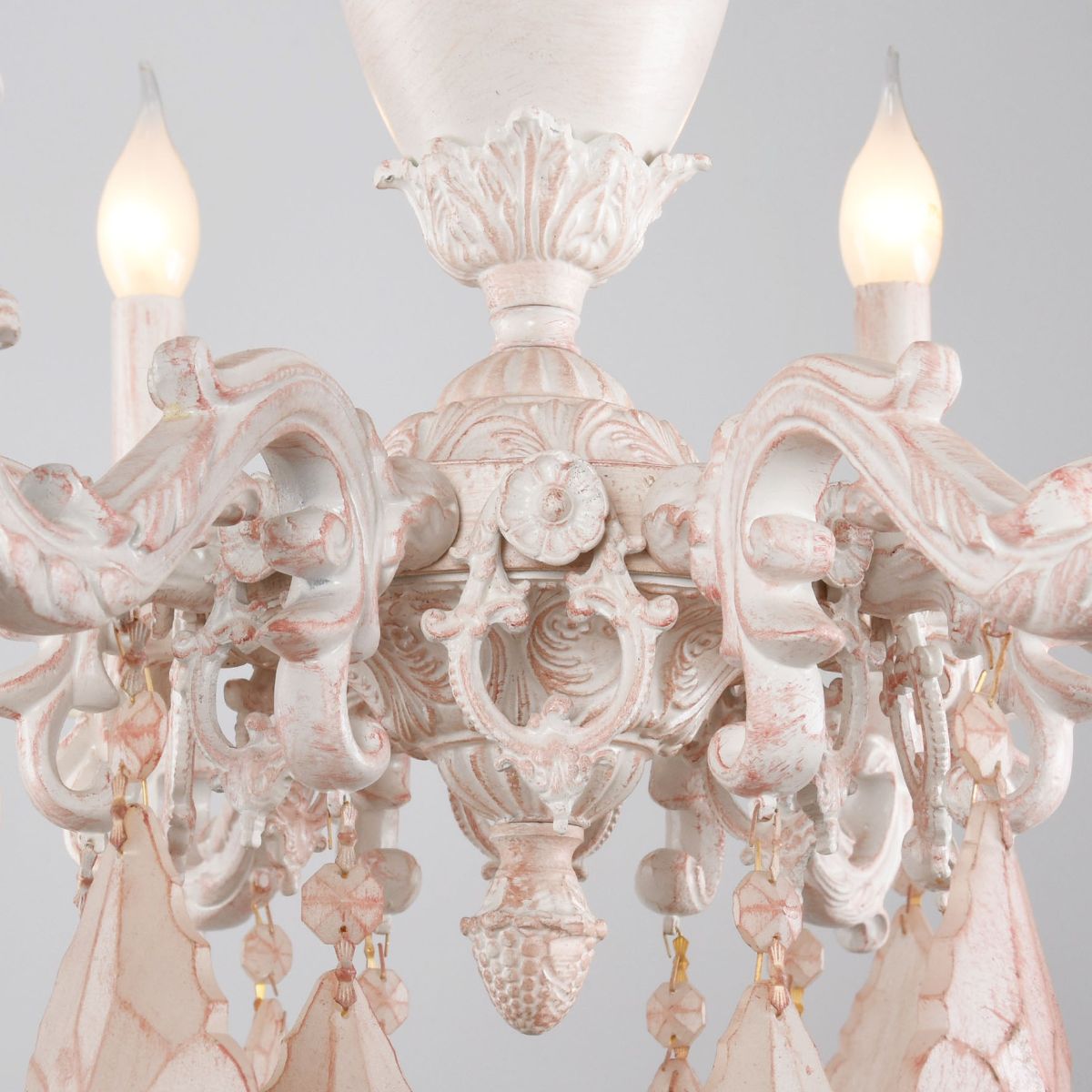 نجفة مارسيليا ذات 8 أضواء بيضاء ووردية