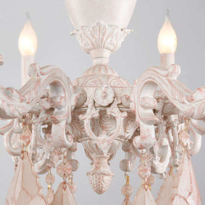 نجفة مارسيليا ذات 8 أضواء بيضاء ووردية