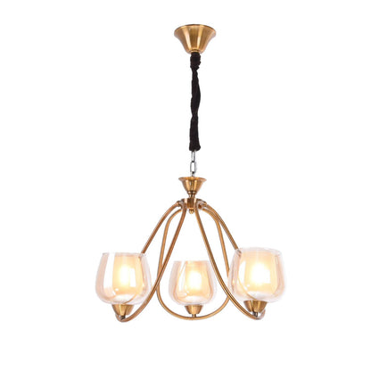 نجفة كورلا، 3 لمبة، ستانلس ستيل، 35×65 سم ذهبي من قنديل مصر - Curla Chandelier, 3 Lights, Stainless Steel, 35×65cm, Gold|Kandil Egypt