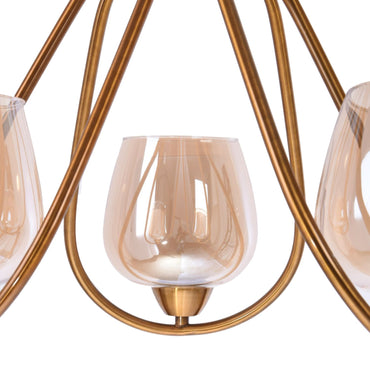 Curla Chandelier, 3 Lights, Stainless Steel, 35×65cm, Gold